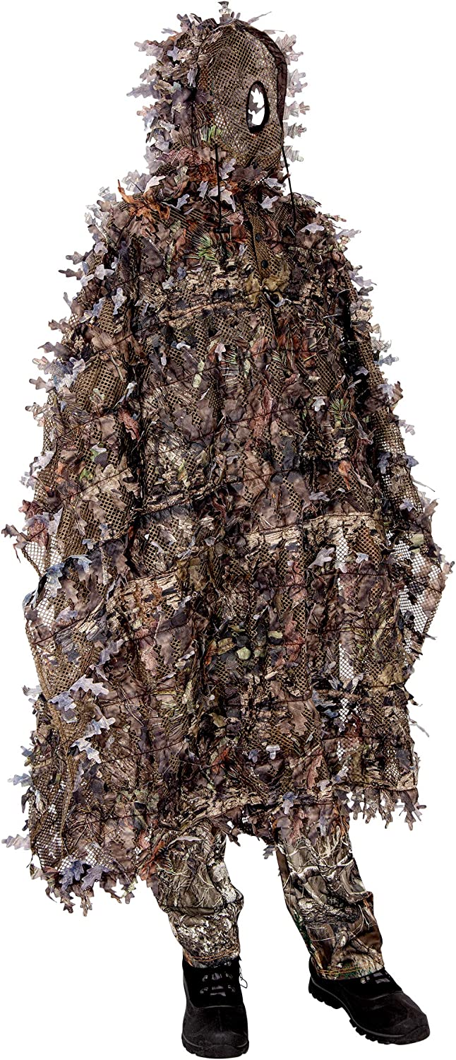 Ameristep 3D Leafy Poncho | Mossy Oak Camo Hunting Gilly Poncho for Ultimate Concealment, Mossy Oak Break Up Country, One Size