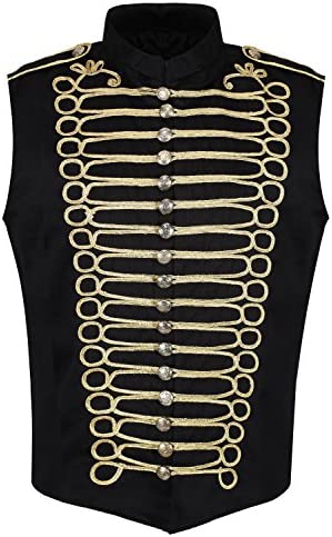 Ro Rox Steampunk Napoleon Sleeveless Military Drummer Parade Jackets for Themed Parties, Cosplay Events, Halloween