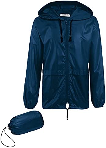 COOFANDY Men’s Packable Rain Jacket Outdoor Waterproof Hooded Lightweight Classic Cycling Raincoat