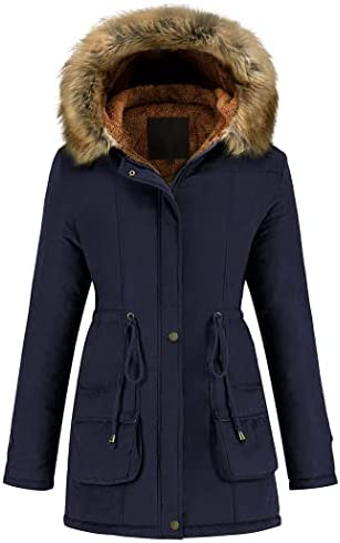 Garemcy Women’s Winter Coat Hooded Warm Puffer Quilted Thicken Parka Jacket with Fur Trim