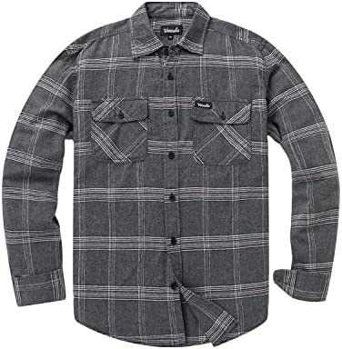 VENZULIA Mens Flannel Casual Buttondown Shirt Two Pocket Longsleeve Regular fit Shirts