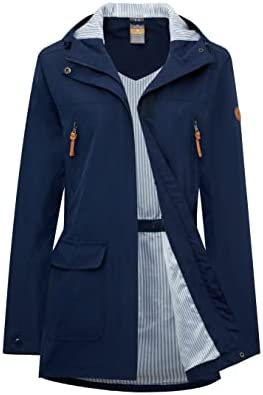 ALPHA CAMP Women’s Breathable Waterproof Jacket with Hood Windbreaker All Weather Long Softshell Rain Jacket