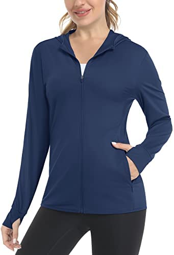 CRYSULLY Women’s Full Zip 50+ Sun Protection Hoodie Jacket Long Sleeve Shirt with Pockets