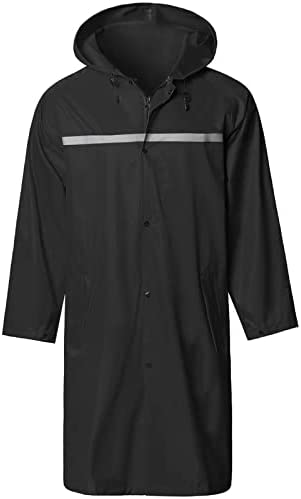 Mens Long Hooded Safety Rain Jacket Waterproof Emergency Raincoat Poncho