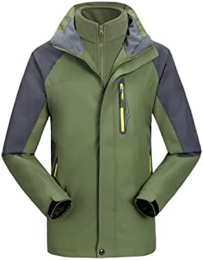Men’s Waterproof Rain Jacket Warm Winter Snow Coat 3-in-1 Windproof Fleece Ski Jacket