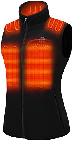 Venustas Women’s Fleece Heated Vest with Battery Pack 7.4V, Lightweight insulated Electric Vest