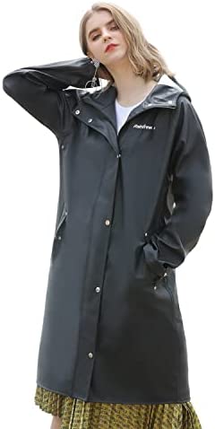 RAINFREEM Raincoat for Women Waterproof Rain Jackets with Hood Hiking Coat Outdoor Lightweight Windbreaker Hooded Trench Coat