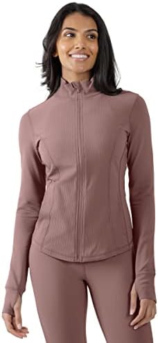 90 Degree By Reflex Womens High Neck Ribbed Performance Spring Jacket with Thumbholes