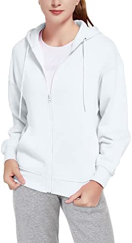 SPACEVIKING Zip Up Hoodie Women Sweatshirt Soft Fleece Hoody Drop Shoulder Athletic Oversized Hoodies for Women Size S-2XL