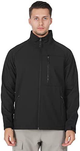 ALPHA CAMP Men’s Softshell Jacket with Hood Fleece Lined Water Resistant Windbreaker Lightweight Jacket