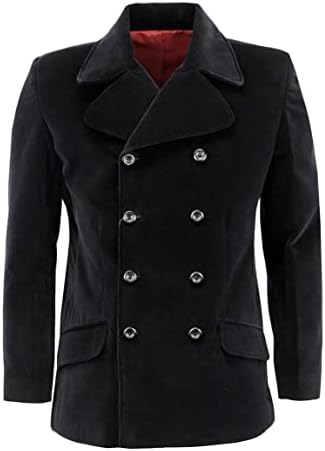 THE FAM STUDIO Men’s Double Breasted Jacket Classic Wear Coat Black Velvet Jacket Dinner Party Wear Blazer
