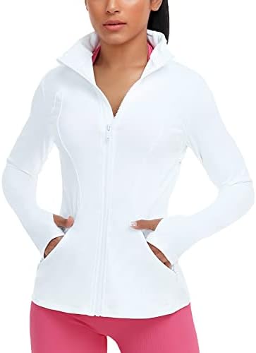 VUTRU Running Jackets for Women Full Zip Slim fit Lightweigt Track Jacket with Back Mesh Vent Pockets Thumb Holes