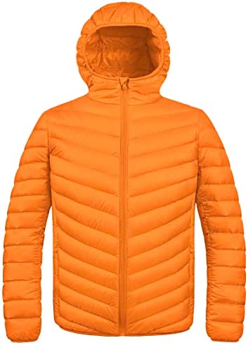 ZSHOW Men’s Lightweight Puffer Jacket Hooded Down Alternative Coat Packable Windproof Outerwear Jacket