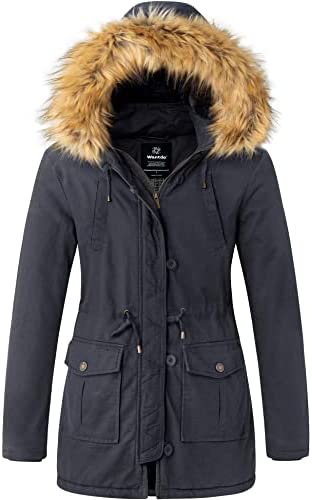 Wantdo Women’s Winter Thicken Puffer Coat Warm Fleece Lined Parka Jacket with Fur Hood