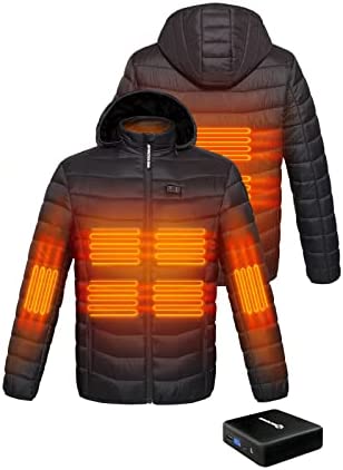 Heated Jacket, ANTARCTICA GEAR Lightweight Heating Jackets with 12V/5A Power Bank, 6 Areas Winter Coat for Men and Women