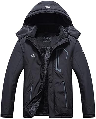 Pooluly Men’s Ski Jacket Warm Winter Waterproof Windbreaker Hooded Raincoat Snowboarding Jackets