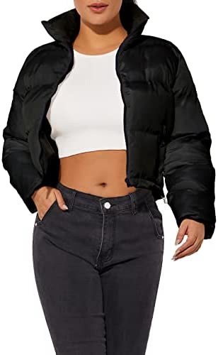 Hujoin Women’s Crop Short Jacket Cropped Puffer Fashion Jackets for Women Warm Winter Lightweight Coat