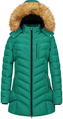 CREATMO US Women’s Winter Hooded Coat Waterproof Warm Long Puffer Jacket Parka