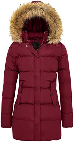 Garemcy Womens Winter Coats Thicken Puffer Coat Warm Jacket with Removable Fur Hood Quilted Jacket