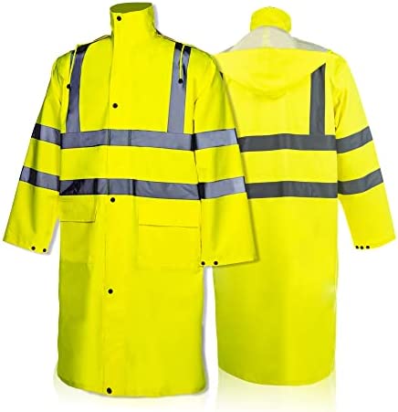 FONIRRA Hi Vis Rain Jacket for Men Waterproof ANSI Class 3 Reflective Construction Rain Gear