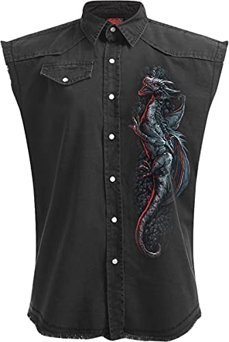 Spiral – Dragon’s Lair – Sleeveless Stone Washed Worker Black