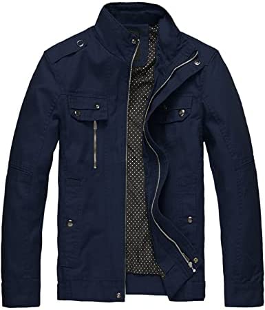 Wantdo Men’s Cotton Lightweight Jacket Military Jacket Casual Field Coat Windbreaker