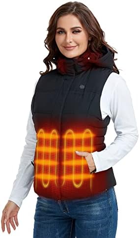 ORORO Women’s Heated Vest with 90% Down Insulation and Detachable Hood (Battery Included)
