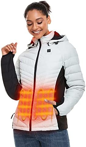 ORORO [Upgraded Battery] Women’s Lightweight Heated Jacket with 4 Heat Zones and 90% Down Insulation (Battery Included)