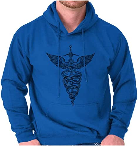 Brisco Brands Caduceus Medical Symbol Sword Snakes Hoodie Sweatshirt Women Men