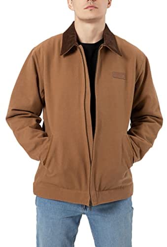 GUARDEVER YKK Metal Zipper Front Fall Winter Men’s Brown Blanket Lined 14 Oz Washed Canvas Work Jacket