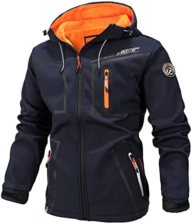 UIUO-UIPEU Men’s Softshell Jackets Fleece Lined Waterproof Windbreaker Hooded Jackets for Men Hiking Golf Jacket Fall Winter