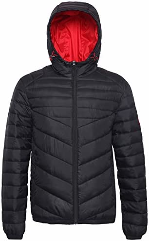 Rokka&Rolla Men’s Lightweight Puffer Jacket Water-Resistant Hooded Winter Coat