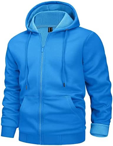 MAGCOMSEN Men’s Fleece Hoodie Sweatshirt Full Zip Jacket Warm Fuzzy Winter Coats With Hood Athletic Outwear
