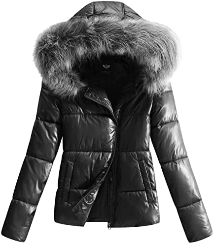GGleaf Women’s Long Winter Jacket Metallic Shiny Puffer Warm Coat With Belt