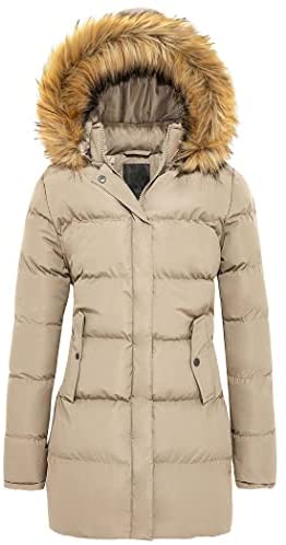 Garemcy Womens Winter Coats Thicken Puffer Coat Warm Jacket with Removable Fur Hood Quilted Jacket
