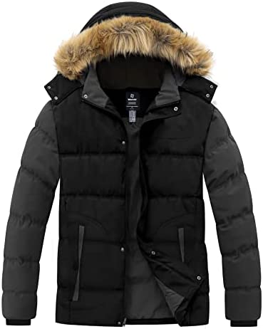 Wantdo Men’s Winter Puffer Jacket Thicken Winter Coat Warm Padded Jacket with Hood
