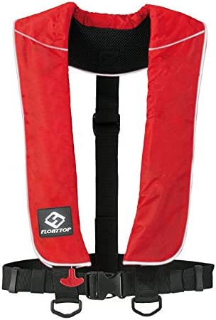 Compact FLOATTOP 150N Buoyancy PFD Outdoor Life Vest Automatic/Manual Inflatable Life Jacket PFD with 33g CO2 Cartridge (Red, Automatic)