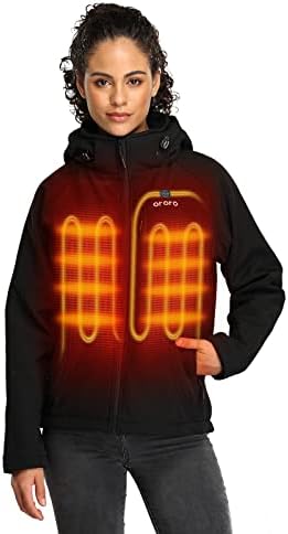 ORORO Women’s Slim Fit Heated Jacket with Battery Pack and Detachable Hood