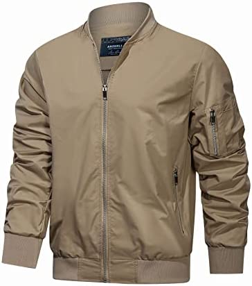 anzerll Men’s Flight Bomber Jacket Casual Lightweight Softshell Windbreaker Slim Fit Varsity Jacket Coat