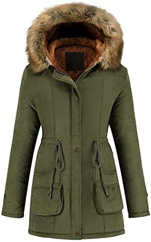 Garemcy Women’s Winter Coat Hooded Warm Puffer Quilted Thicken Parka Jacket with Fur Trim