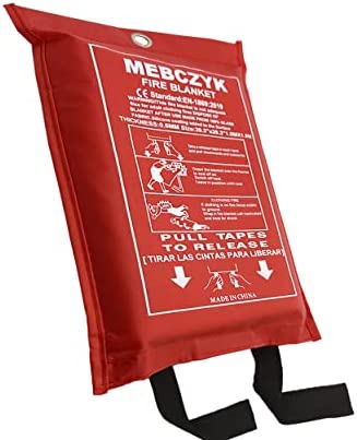 Fire Blanket Kitchen Emergency with Silicone Coating.MEBCZYK Fire Blanket for Home Ideal for Kitchen,Camping,Office,Student Residence,BBQ,Welders and Depot!Car Fire Retardant Blanket(Size:39.3*39.3″)