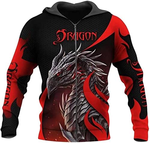 Stylelio – ‌‌‌3D All Over Printed Dragon On Skull Zip Hoodie Unique Gifts On Halloween