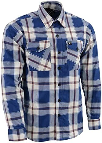 NexGen MNG11645 Men’s Blue with White and Maroon Long Sleeve Cotton Flannel Shirt