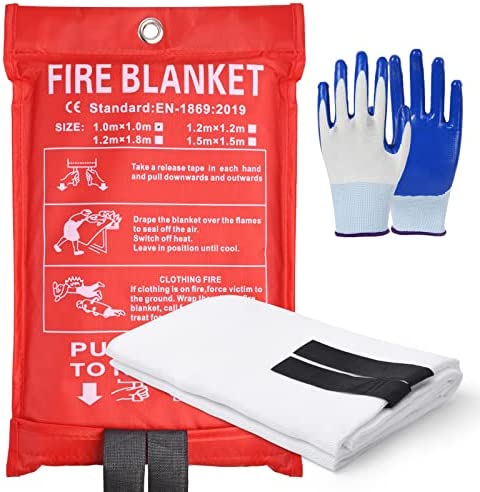 Disfore 1 Pack of Fire Blanket, Portable Fire Blanket for Home,Emergency Blankets for Survival, Fire Blanket Kitchen with Fire Protection and Heat Insulation.(39 in x 39 in)