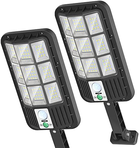 OKPRO S-124XB Solar Lights Outdoor, 5000LM Solar Flood Light Dusk to Dawn, Solar Powered Outdoor Lights with Security Motion Sensor, IP65 Solar Lights Outdoor Waterproof with Remote Control (2 Pack)