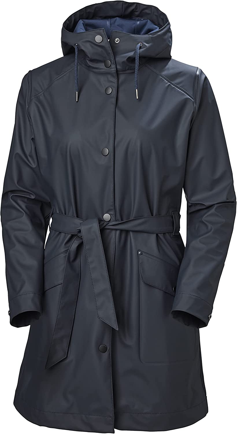 Helly-Hansen Women’s Standard Kirkwall II Waterproof Belted Rain Coat with Hood, 598 Navy, X-Small