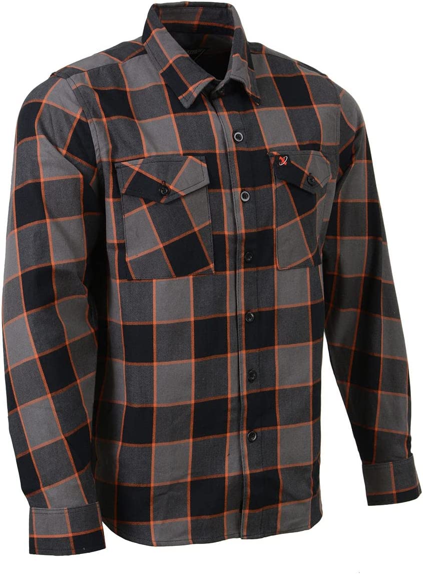 Milwaukee Leather MNG11648 Men’s Grey with Brown and Orange Long Sleeve Cotton Flannel Shirt – 5X-Large