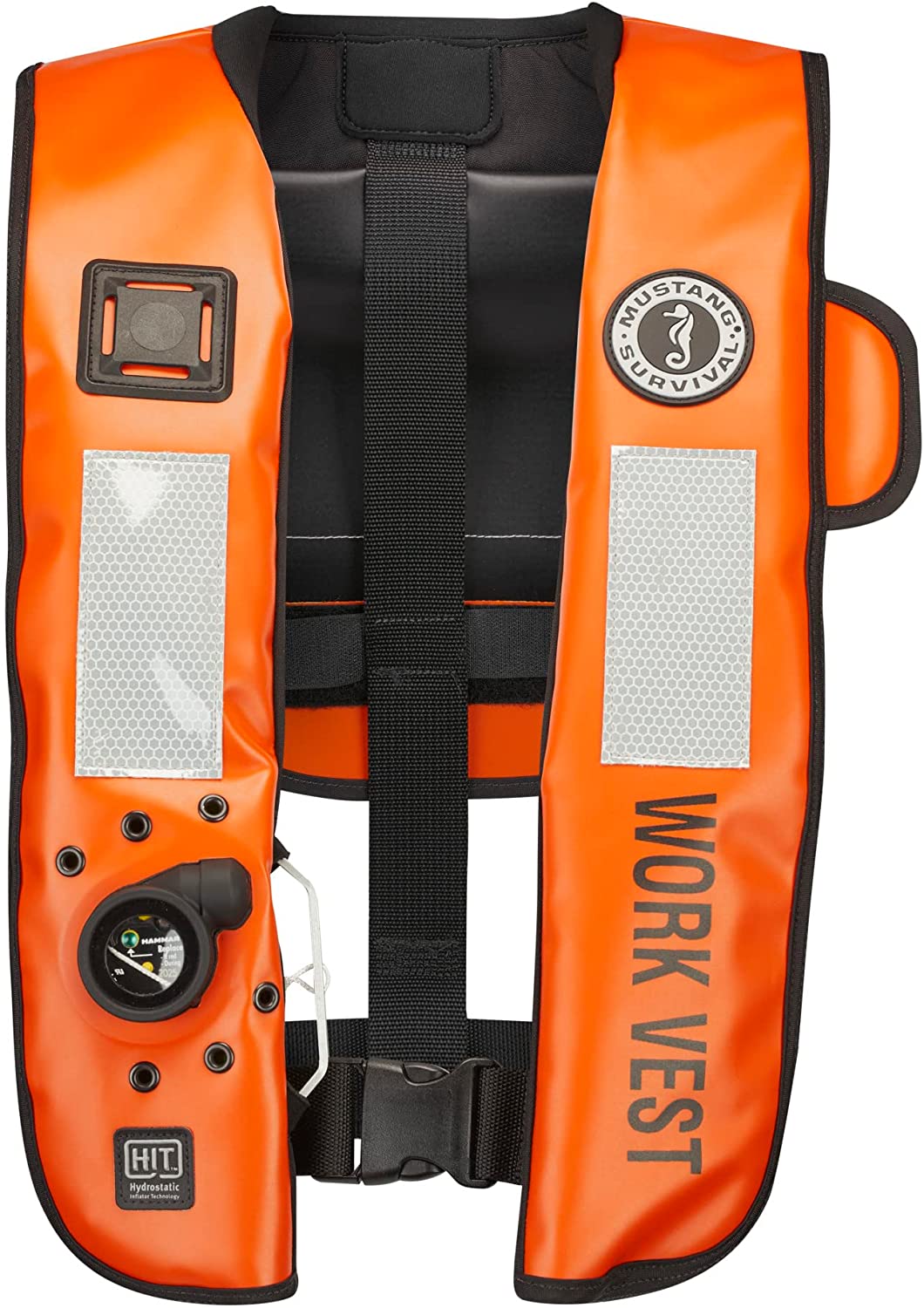 Mustang Survival – HIT Inflatable Work Vest for Adults (Orange & Black – One Size Fits All), Auto Hydrostatic, Enhanced Mobility and Reduced Heat Stress, 35 lb. of Buoyancy