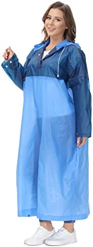 ASIAOD Raincoat, [Pack of 1] Portable EVA Raincoats Rain Poncho with Hoods and Sleeves Emergency Camping Survival Kits