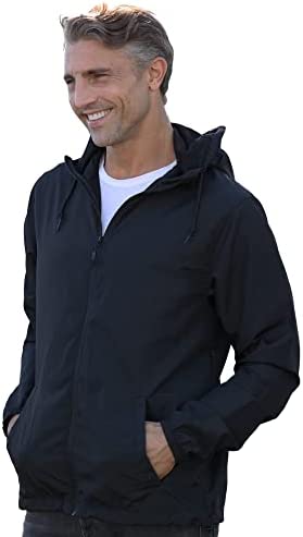 Global Blank All-Season Water-Resistant Lightweight Windbreaker for Men and Women, Packable Zip-Up Jacket